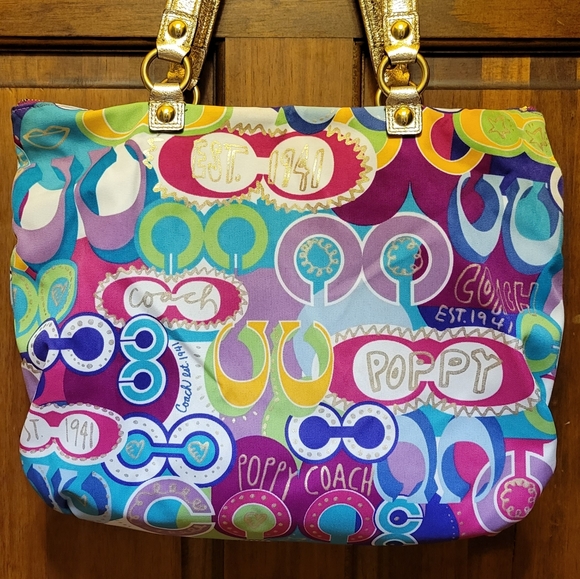 Coach Poppy Pop C Glam 15293 Pocket Tote Shoulder Bag RARE Limited Edition - Picture 15 of 16